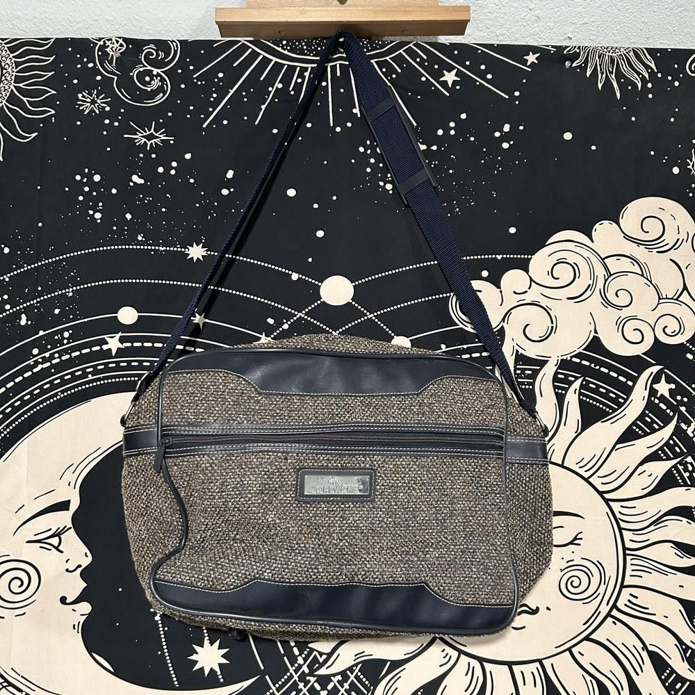 Vintage Jordache Carry-On Bag Unisex Gray Tweed Luggage Shoulder Strap Travel